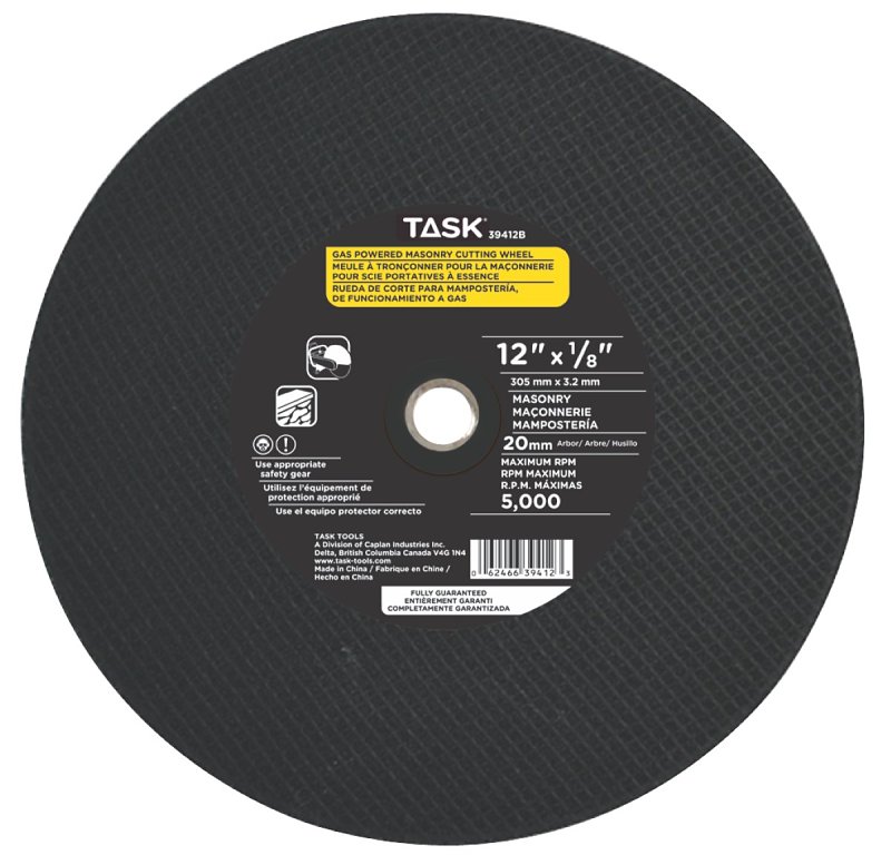 Task 39412B Cutting Wheel, 12 in Dia, 1/8 in Thick, 20 mm Arbor