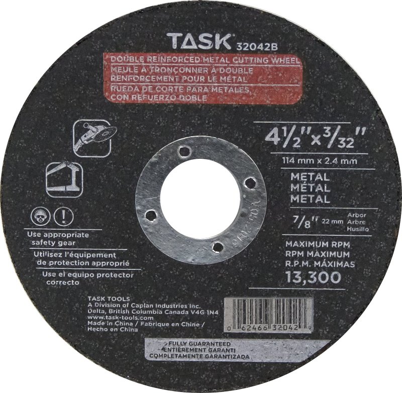 Task 32042B Cutting Wheel, 4-1/2 in Dia, 3/32 in Thick, 7/8 in Arbor