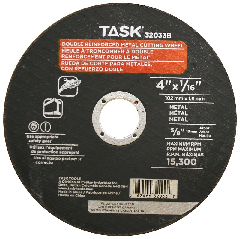 Task 32033B Cutting Wheel, 4 in Dia, 1/16 in Thick, 5/8 in Arbor