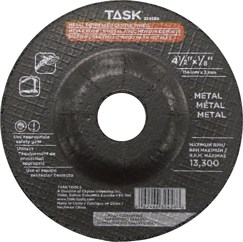 Task 32458B Cutting Wheel, 4-1/2 in Dia, 1/8 in Thick, 7/8 in Arbor