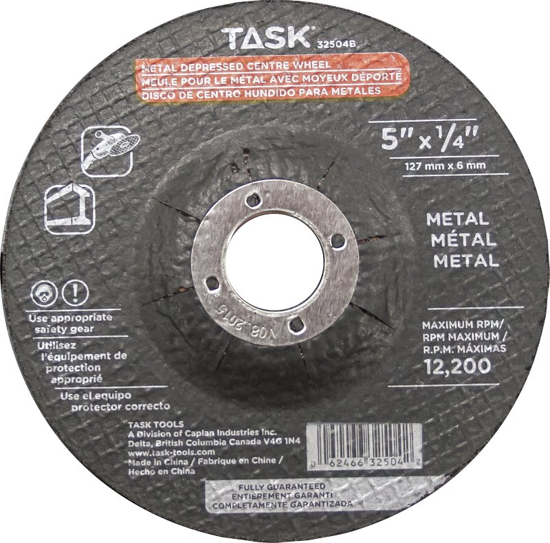 Task 32504B Cutting Wheel, 5 in Dia, 1/4 in Thick, 7/8 in Arbor