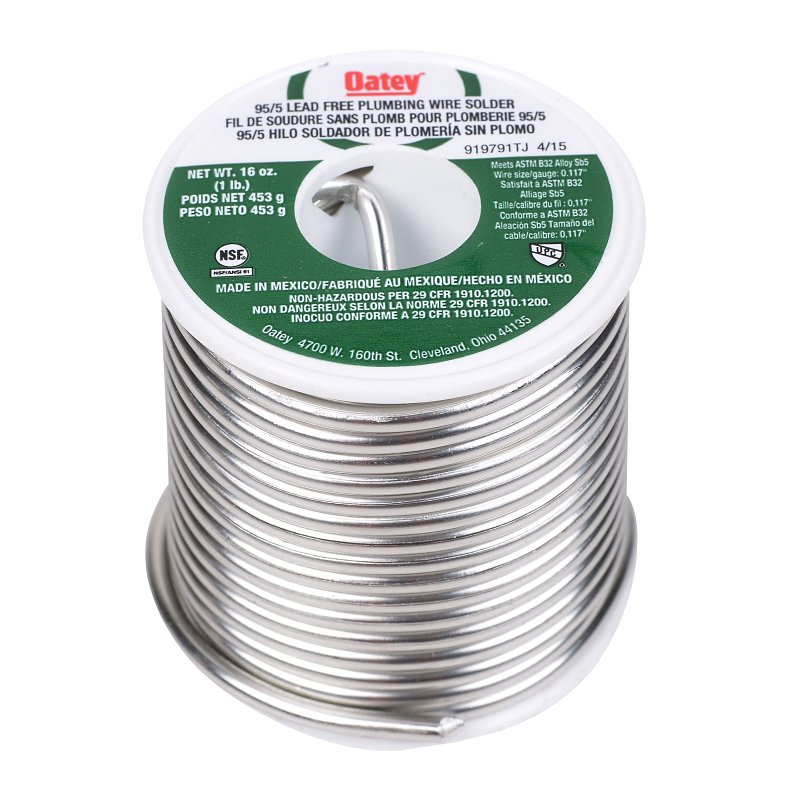 Oatey 22018 Plumbing Wire Solder, 1 lb, Solid, Silver, 450 to 464 deg F Melting Point