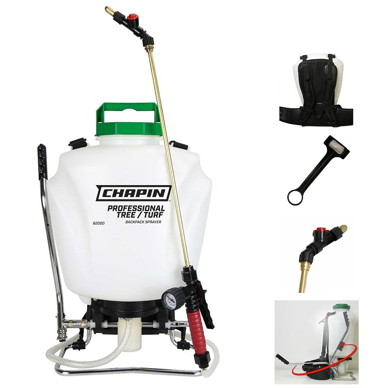 Chapin 62000 Backpack Sprayer, 4 gal Tank, Polypropylene Tank, 25 ft Horizontal, 23 ft Vertical Spray Range