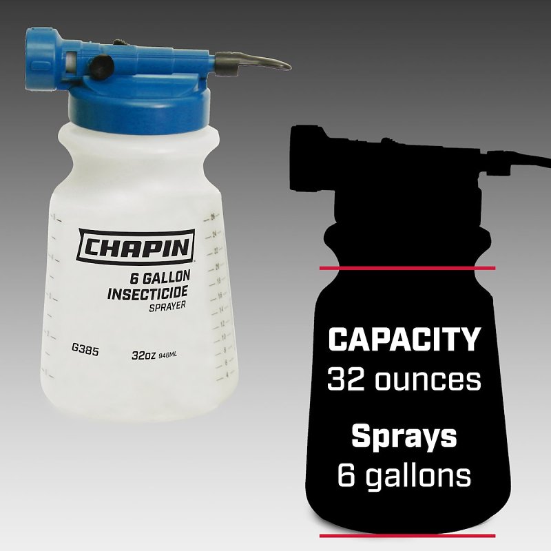 Chapin G385 Hose End Sprayer, Deflector, 2-1/2 in Tank Mouth Opening, 32 oz Cup, Poly