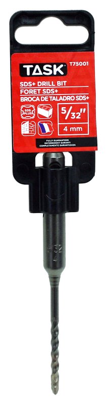 Task T75001 Rotary Hammer Drill Bit, 5/32 in Dia, 4 in OAL, 2-Flute, SDS Plus Shank