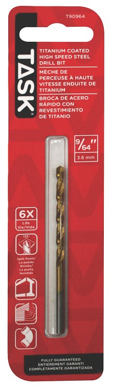 Task T90964 Drill Bit, 9/64 in Dia, 1/PK