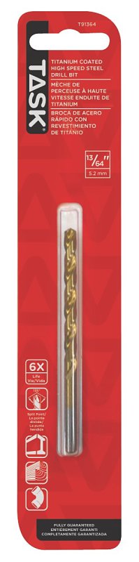 Task T91364 Drill Bit, 13/64 in Dia, 1/PK