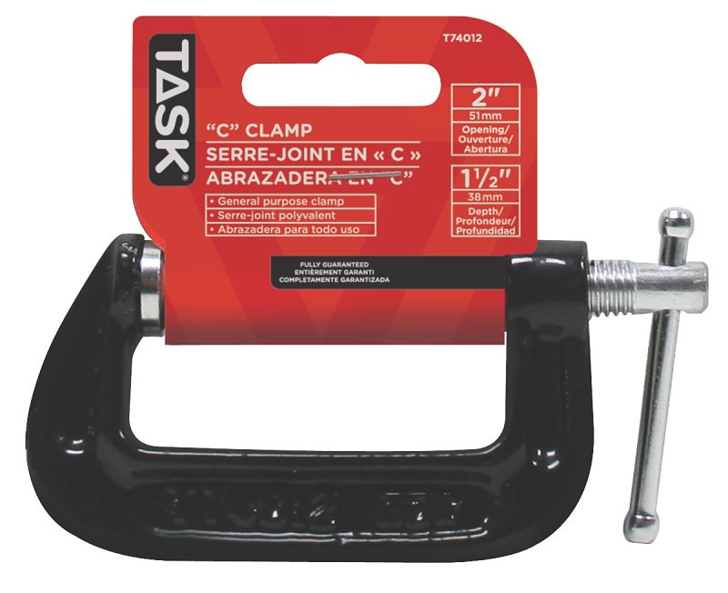 Task T74012 C-Clamp, 2 in Max Opening Size, 1-1/2 in D Throat, Steel Body