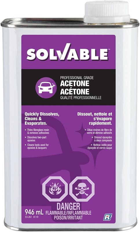 Solvable 53-261 Acetone, Liquid, Pungent, 946 mL