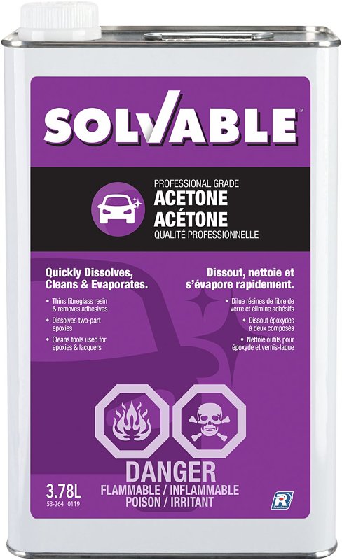 Solvable 53-264 Acetone, Liquid, Pungent, 3.78 L