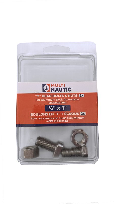 Multinautic 22080 T-Head Bolt and Nut, Stainless Steel