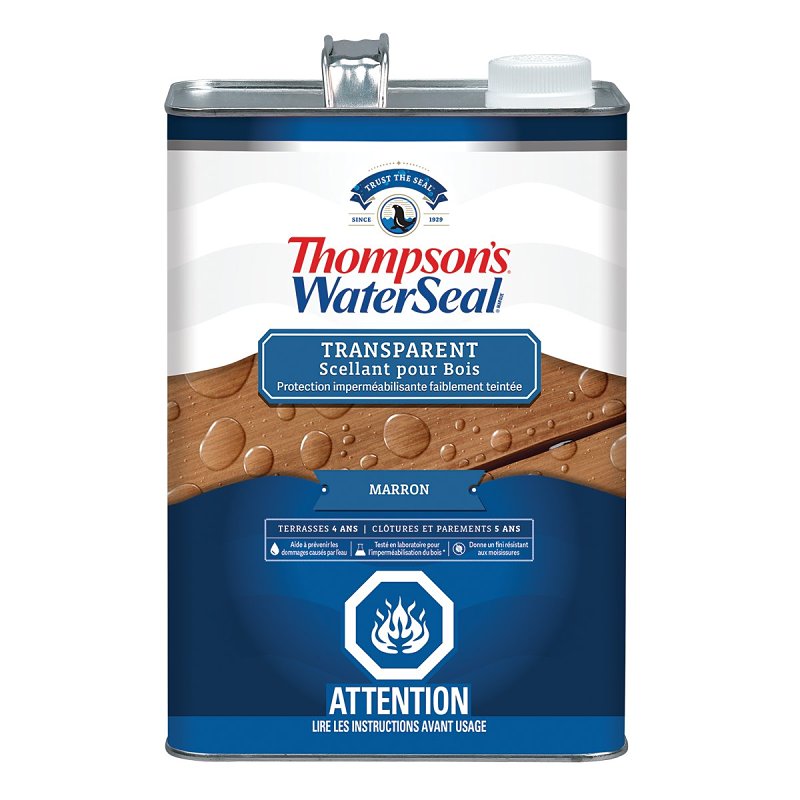 Thompson's WaterSeal THCP91301-16 Wood Sealer, Transparent, Liquid, Chestnut Brown, 1 gal, Can