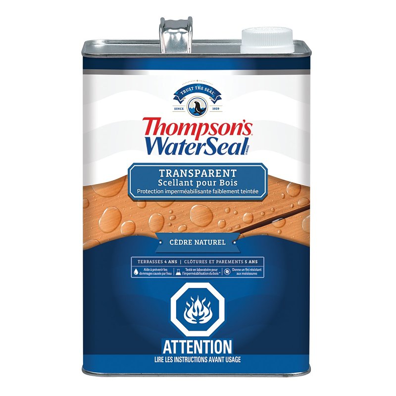 Thompson's WaterSeal THCP91601-16 Wood Sealer, Transparent, Liquid, Natural Cedar, 1 gal, Can