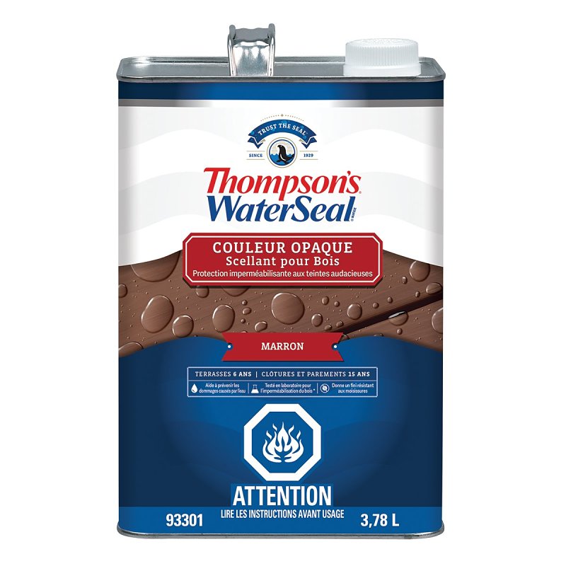 Thompson's WaterSeal THCP93301-16 Wood Sealer, Solid, Liquid, Chestnut Brown, 1 gal, Can