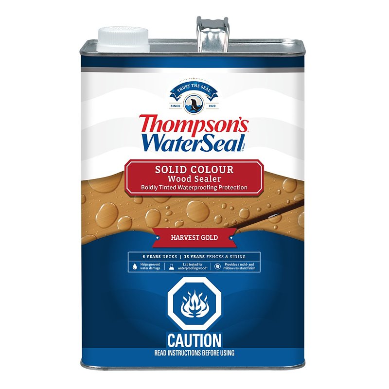 Thompson's WaterSeal THCP93401-16 Wood Sealer, Solid, Liquid, Harvest Gold, 1 gal, Can