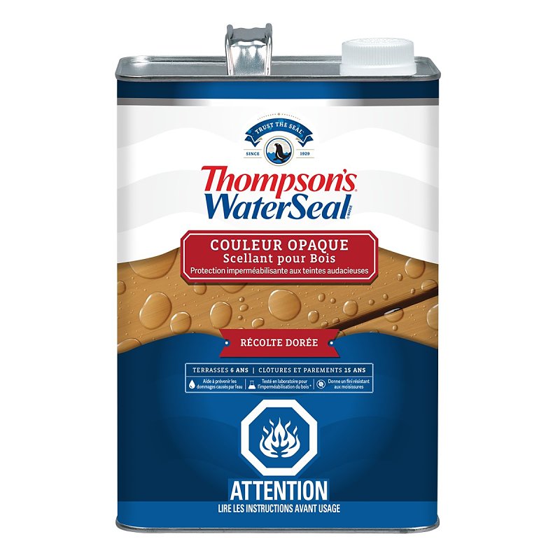 Thompson's WaterSeal THCP93401-16 Wood Sealer, Solid, Liquid, Harvest Gold, 1 gal, Can