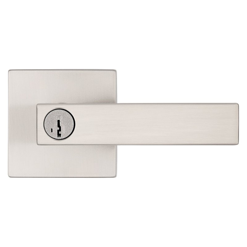 Kwikset Signature, Singapore 740SAL SQT 15 SMT Keyed Entry Door Handle, Lever Handle, Satin Nickel, Metal, AAA Grade