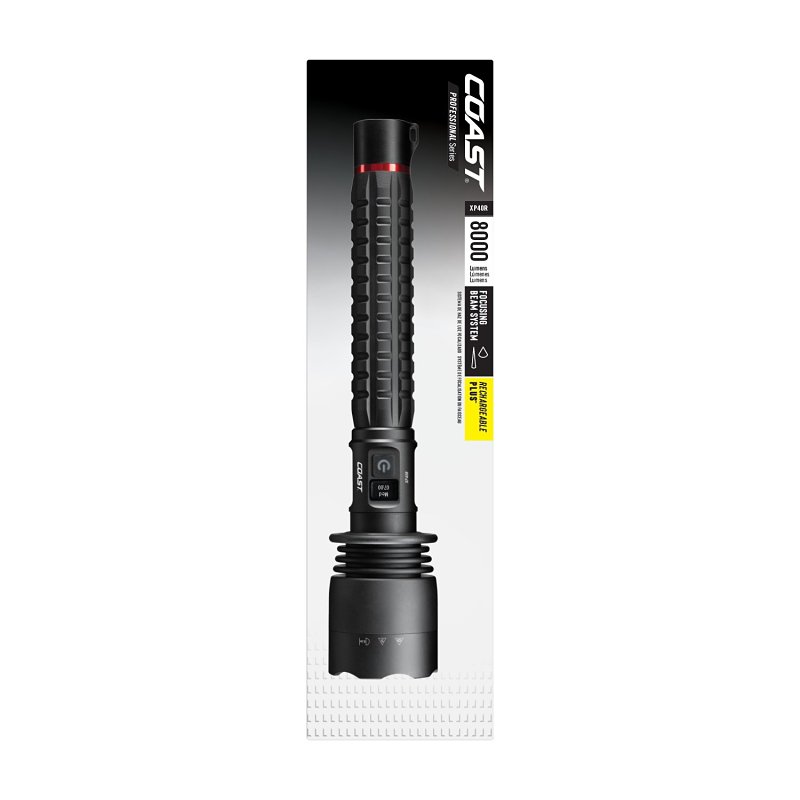 Coast XP40R Rechargeable Dual Power Flashlight, Flood Beam, 15 hr Low, 7 hr Medium, 3 hr High, 36 hr Moon Glow Run Time