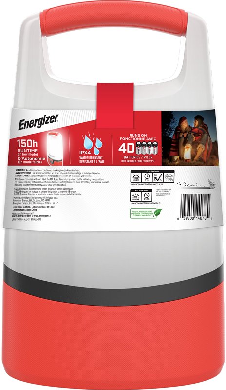 Energizer ENALU451E Lantern, LED Lamp, Plastic, Red/White