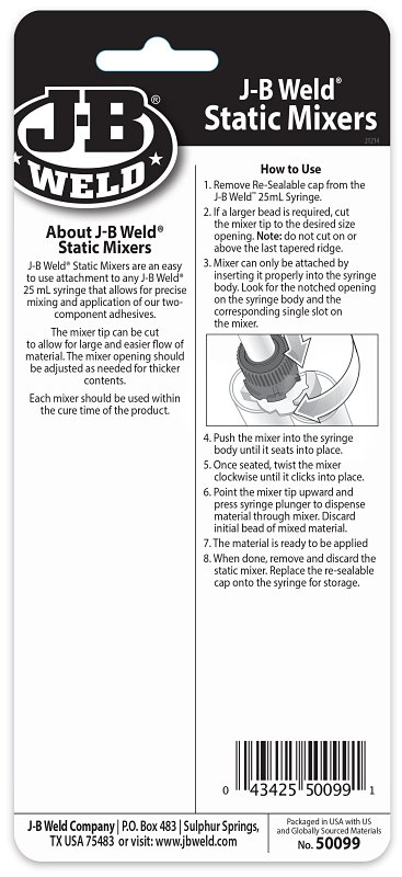 J-B Weld 50099 Mixing Nozzle, For: J-B Weld 25 ml Syringes