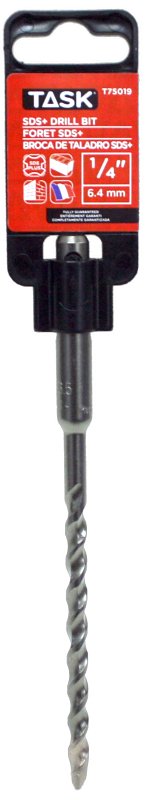 Task T75019 Rotary Hammer Drill Bit, 1/4 in Dia, 6 in OAL, 2-Flute, SDS Plus Shank