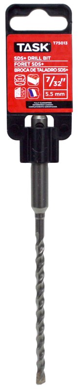 Task T75013 Rotary Hammer Drill Bit, 7/32 in Dia, 6 in OAL, 2-Flute, SDS Plus Shank