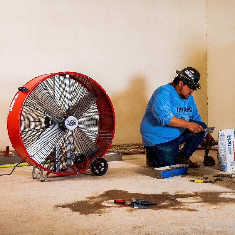 MaxxAir BF36DD Direct Drive Drum Fan, 6.56 A, 120 V, 2-Speed, 460 to 710 rpm Speed, 6300 to 9000 cfm Air, Steel