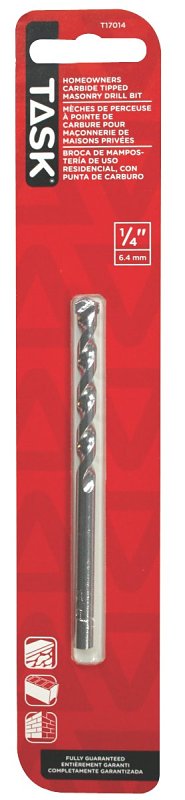 Task T17014 Rotary Drill Bit, 1/4 in Dia, 3-3/4 in OAL, Spiral Flute