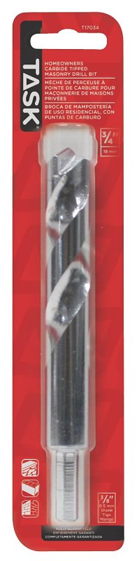 Task T17034 Rotary Drill Bit, 3/4 in Dia, 6 in OAL, Spiral Flute, 3/8 in Dia Shank, Reduced Shank