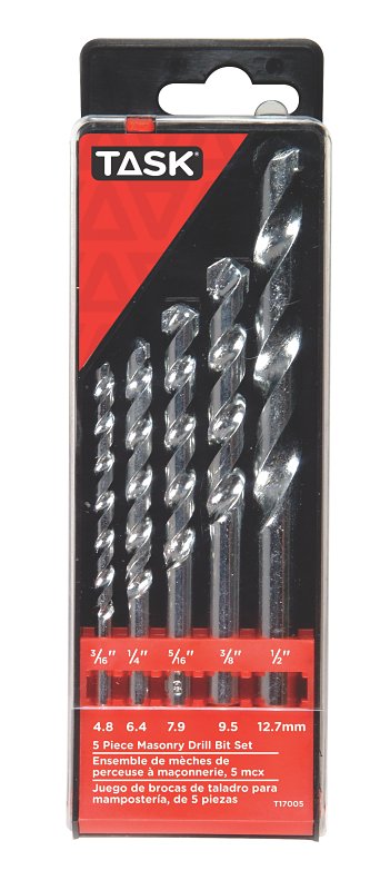 Task T17005 Drill Bit Set, Masonry, 5-Piece