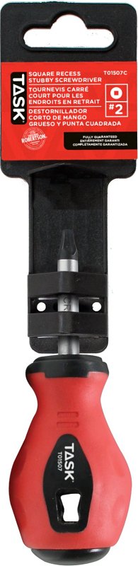 Task T01507C Recess Screwdriver, 2 Drive, Square Drive, 1-1/2 in L Shank, Rubber Handle, Soft-Grip Handle