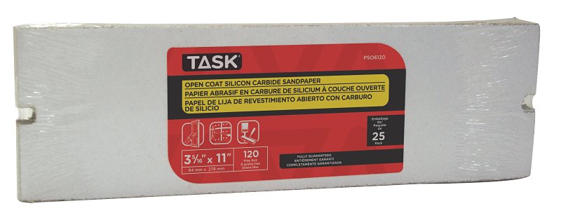Task PSO6120 Drywall Sandpaper, 11 in L, 3-5/16 in W, 120 Grit, Fine, Silicone Carbide Abrasive