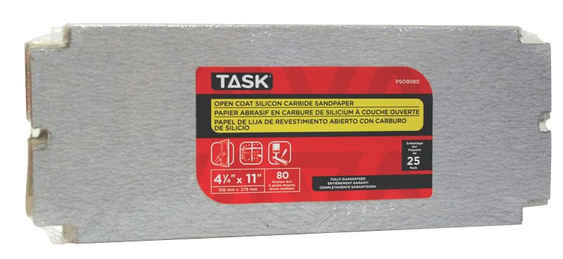 Task PSO9080 Drywall Sandpaper, 11 in L, 4-1/4 in W, 80 Grit, Medium, Silicone Carbide Abrasive