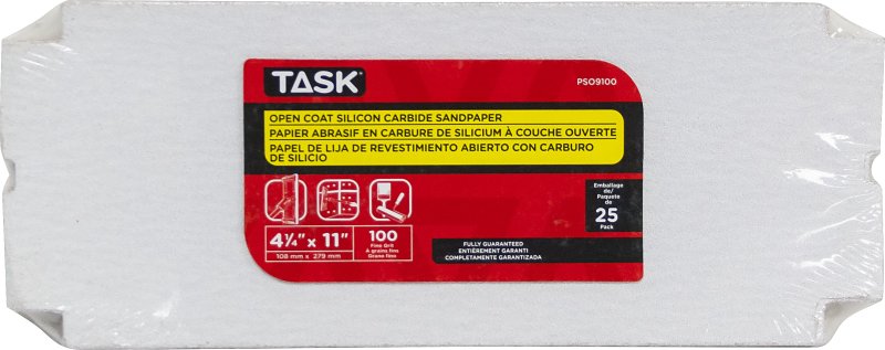 Task PSO9100 Drywall Sandpaper, 11 in L, 4-1/4 in W, 100 Grit, Fine, Silicone Carbide Abrasive