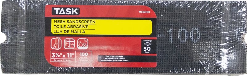 Task MS63100 Drywall Sand Screen, 11 in L, 3-5/16 in W, 100 Grit, Fine, Silicone Carbide Abrasive