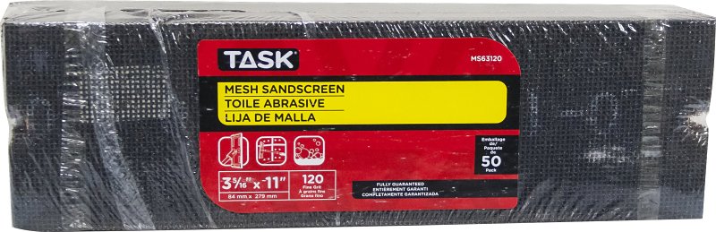 Task MS63120 Drywall Sand Screen, 11 in L, 3-5/16 in W, 120 Grit, Fine, Silicone Carbide Abrasive