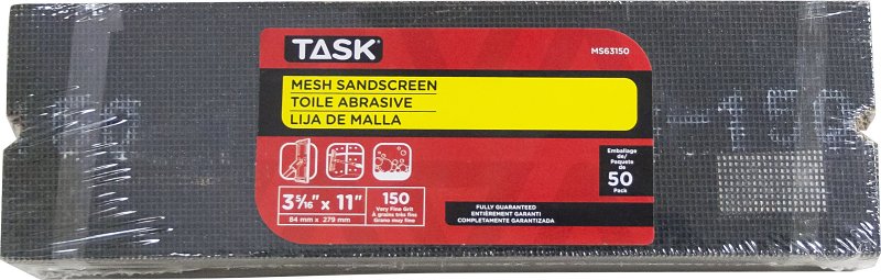 Task MS63150 Drywall Sand Screen, 11 in L, 3-5/16 in W, 150 Grit, Very Fine, Silicone Carbide Abrasive
