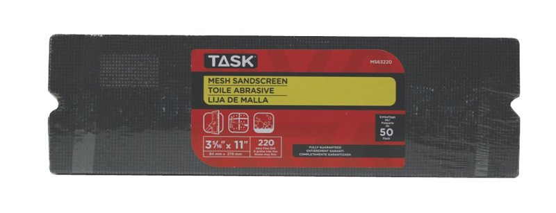 Task MS63220 Drywall Sand Screen, 11 in L, 3-5/16 in W, 220 Grit, Very Fine, Silicone Carbide Abrasive