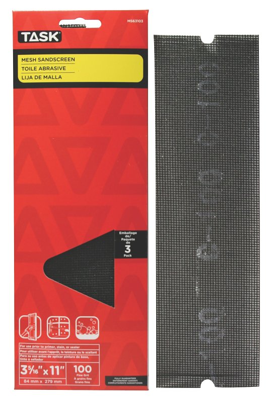 Task MS63103 Drywall Sand Screen, 11 in L, 3-5/16 in W, 100 Grit, Fine, Silicone Carbide Abrasive