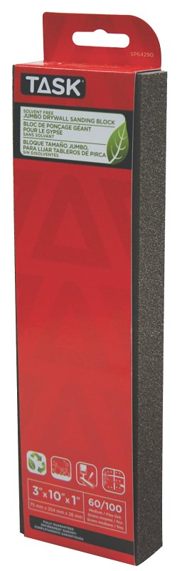 Task Eco Series SP64290 Sanding Block, 10 in L, 3 in W, 60, 100 Grit, Fine, Medium
