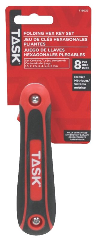 Task T16022 Hex Key Set, 8-Piece, Chrome Vanadium Steel, Satin Chrome