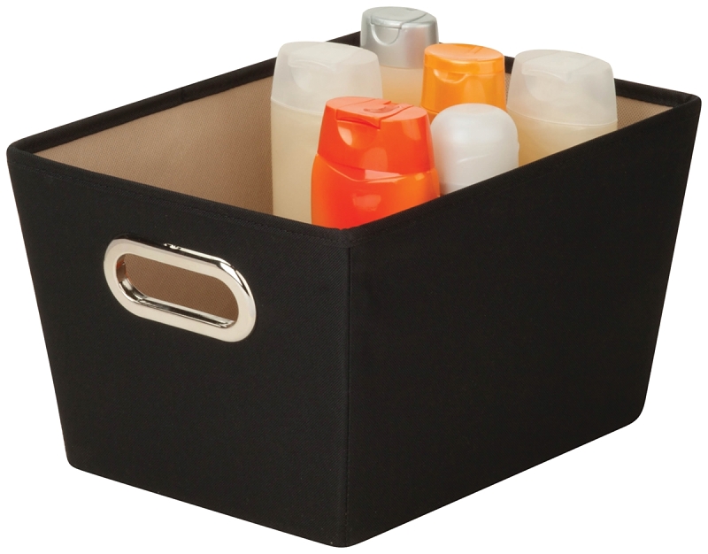 Honey-Can-Do SFT-03071 Storage Bin with Handle, Polyester, Black, 13 in L, 9.8 in W, 7.6 in H