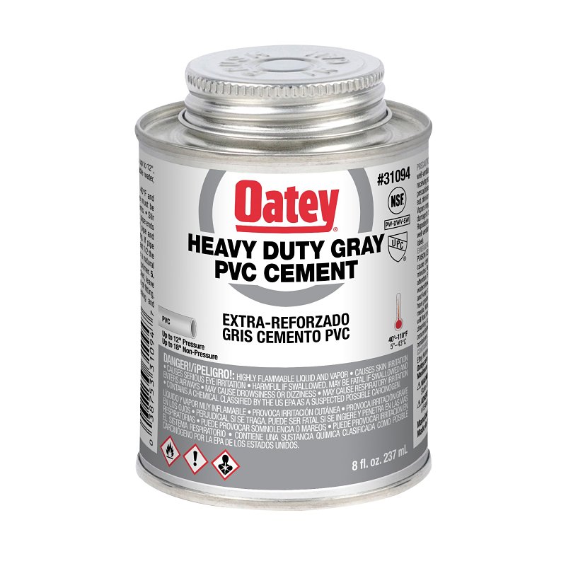 Oatey 31094 Solvent Cement, 8 oz Can, Liquid, Gray