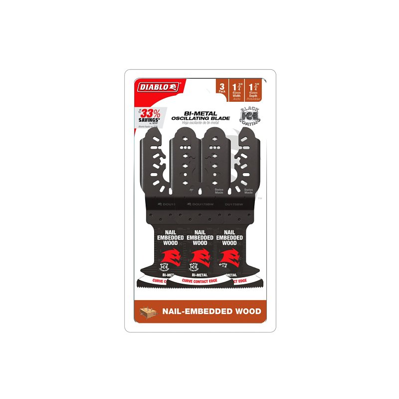 Diablo DOU175JBW3 Oscillating Blade, 1-3/4 in D Cutting, Bi-Metal