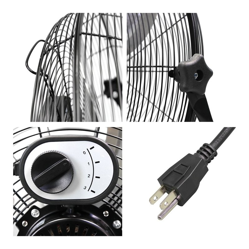 MaxxAir HVFF 20 High-Velocity Floor Fan, 120 V, 20 in Dia Blade, 3-Speed, 1500 to 2250 cfm Air, Black