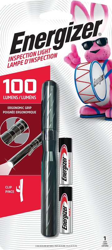 Energizer ENPMHH22E Performance Metal Inspection Light, AAA Battery, Alkaline Battery, LED Lamp, 100 Lumens