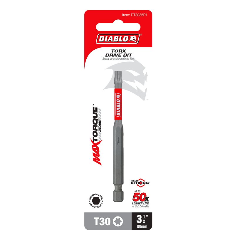 Diablo DT3035P1 Drive Bit, #30 Drive, Torx Drive, 1/4 in Shank, Hex Shank, 3-1/2 in L