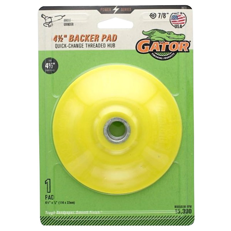Gator 3873 Backing Pad, For: 4-1/2 in Random Orbit Sanders, 4-1/2 in Dia, Zirconium Oxide