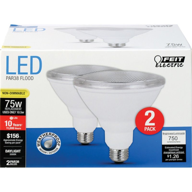 Feit Electric PAR3875/850/10KLED/2 LED Lamp, Flood/Spotlight, PAR38 Lamp, E26 Lamp Base, 5000 K Color Temp