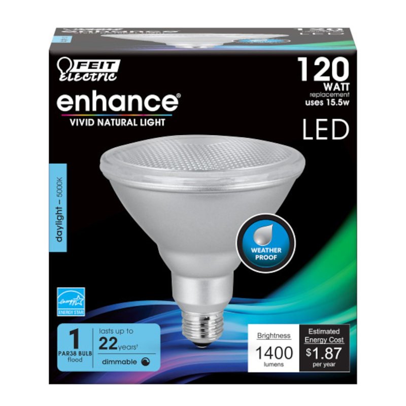 Feit Electric PAR38DM/1400/950C LED Lamp, Flood/Spotlight, PAR38 Lamp, 120 W Equivalent, E26 Lamp Base, Dimmable, Silver